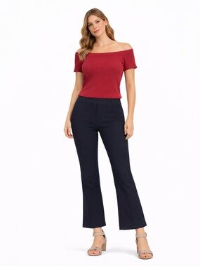 Divided Scarlet Off-Shoulder Tee